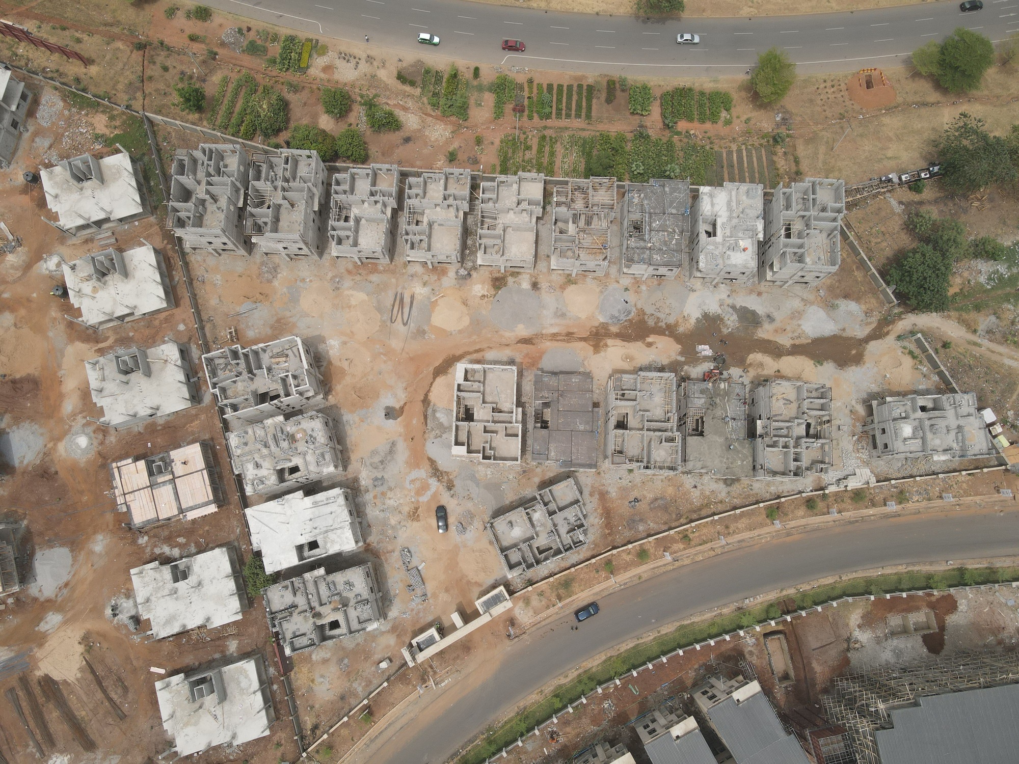 Aerial view of subdivisions and houses